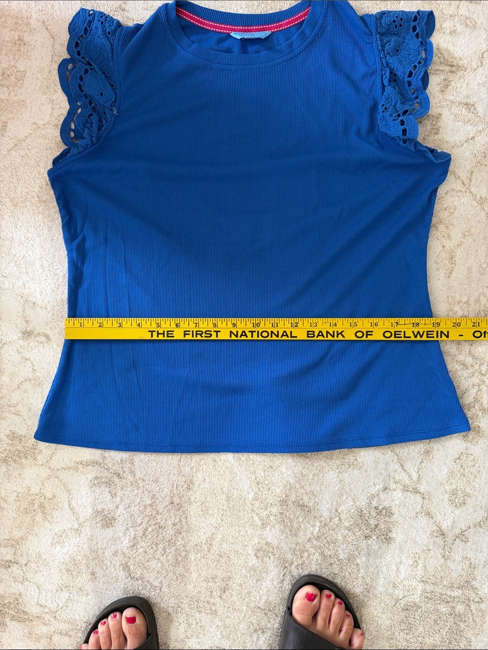Draper James Royal Blue Eyelet Flutter Sleeve Tank - Picture 6 of 9